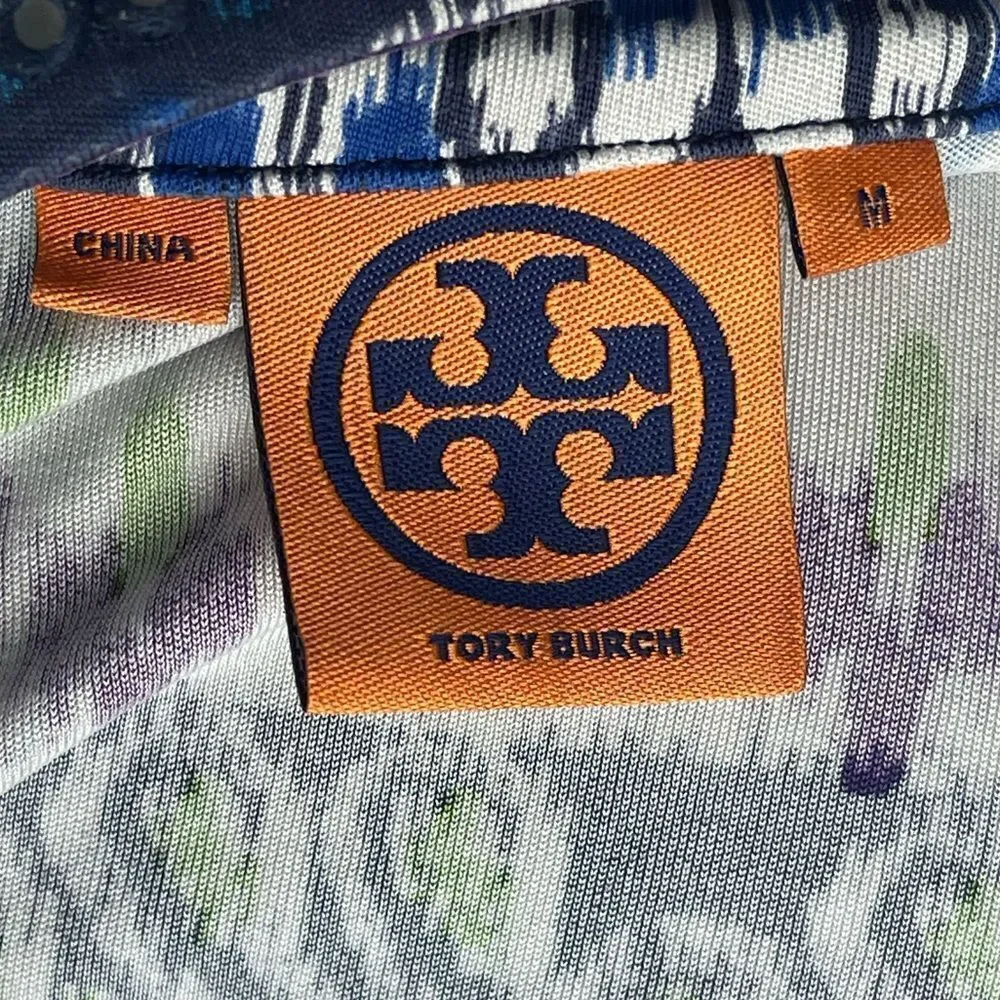 Tory Burch Women’s‎ Multicolor 100% Silk V-Neck Summer Blouse Tunic Top Size : M